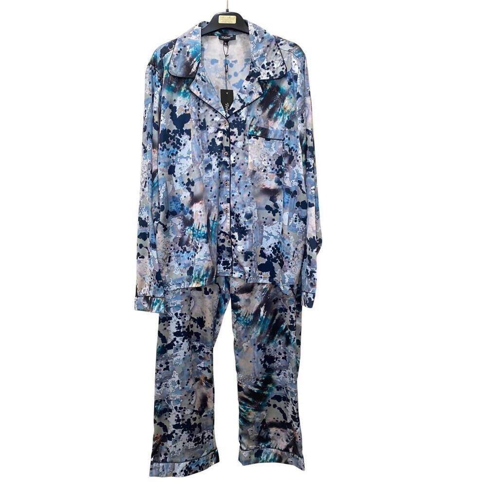 NEW TOLANI women's long sleeve pajama top and pant set in abstract